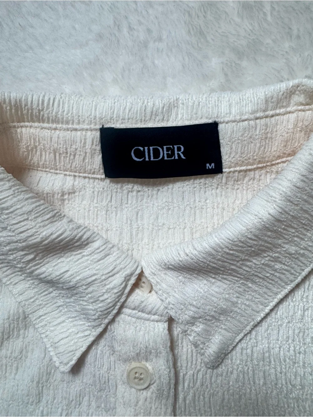 Cider Cream Textured Button-Down Long Sleeve Shirt